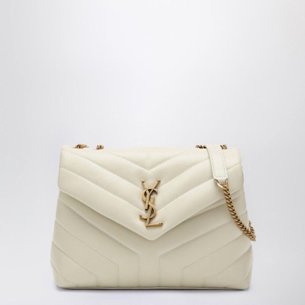 Saint Laurent Cream-Coloured Small Ysl Loulou Bag